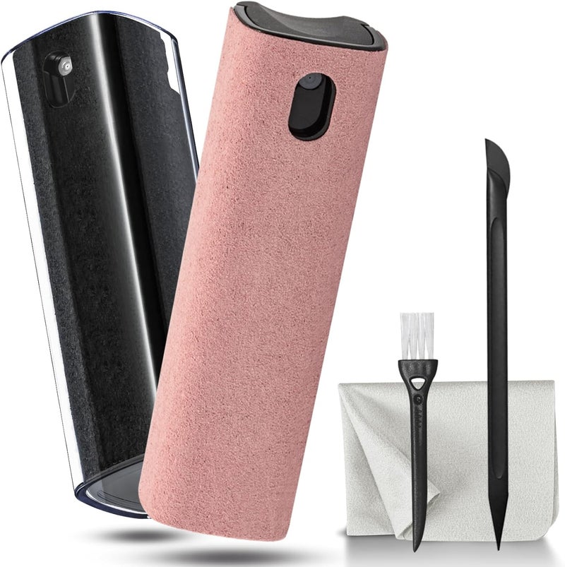 walrfid 2Pcs Screen Cleaner Spray and Wipe for Laptop Monitor and Car Screens, Phone Touchscreen Mist Cleaning Kit for Cellphone, Tablet, PC, Computer, LCD, Eyeglass, iPhone, iPad, Mac Pro - Black and Pink - Image 1